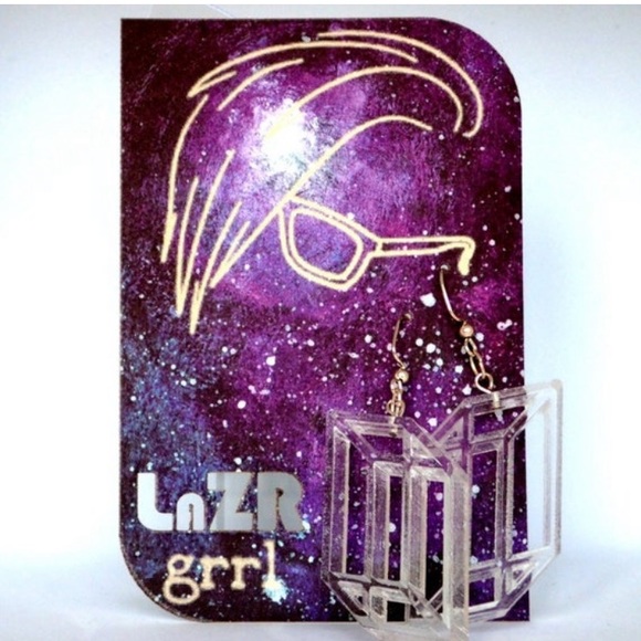 Transparent Prism Earrings - Monoclinic Lucite - Picture 3 of 5